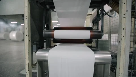 Conveyor line at paper mill. Modern production of napkins Stock Footage 308718026