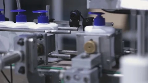 Conveyor line with plastic bottles Stock Footage 78067883