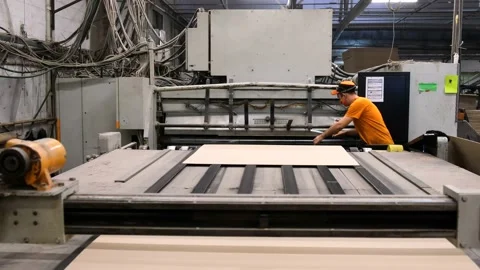Conveyor line for the production of boxes. Machine carves cardboard boxes Stock Footage 150904135