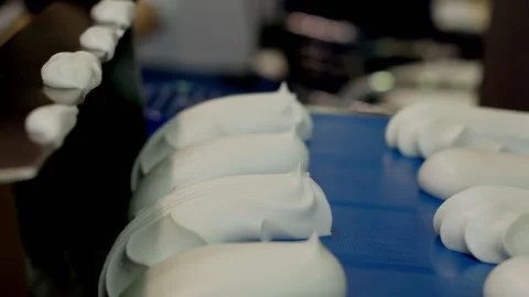 Conveyor line for the production of marshmallows. Stock Footage 151331945