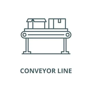 Conveyor line vector line icon, linear concept, outline sign, symbol Stock Illustration