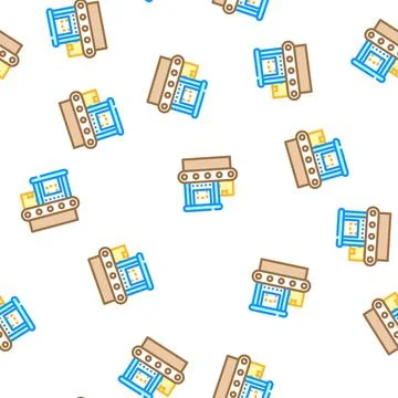 Conveyor line vector seamless pattern Stock Illustration
