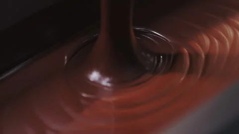 Conveyor with liquid chocolate. Stock Footage 273235492