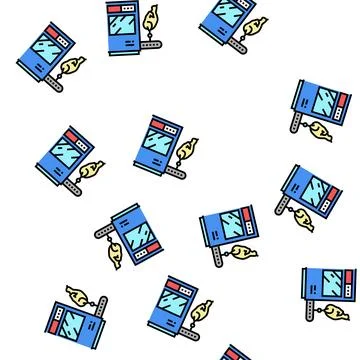 Conveyor machine chicken factory vector seamless pattern Stockillustratie