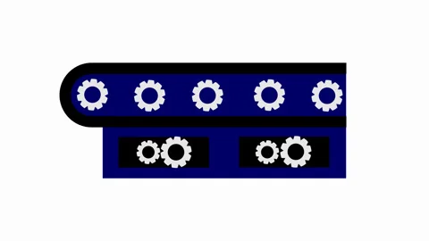 Conveyor machine footage animation isolated on white background Stock Footage 247333635