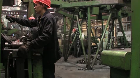 Conveyor machine Manufacture of chains Stock Footage 1807084