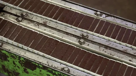 Conveyor of matchboxes at the match factory Stock-Footage 304132754