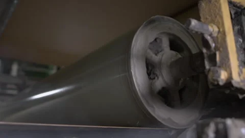 Conveyor mechanism for drying cardboard web in workshop Stock-Footage 295151978