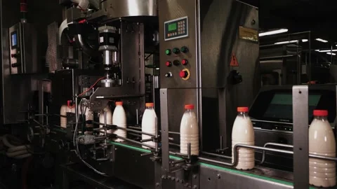 The conveyor with melted milk is in operation Stock Footage 170668062