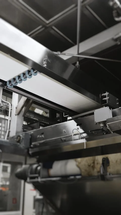 The conveyor moves left and right, bottom view. Stock Footage 293423226