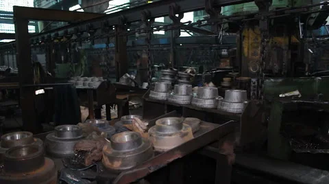 Conveyor in old factory Stock Footage 57216394