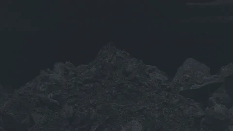 Conveyor with ore shooting in Close-up there is ore on belt conveyor 4K Stock Footage 219536931