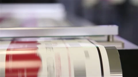 Conveyor of printing machine running, slider shot Stock-Footage 57297154