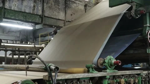 Conveyor for the production of thick technical paper on a paper machine Stock Footage 169041655