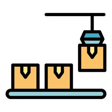 Conveyor robot icon vector flat Illustrazione stock