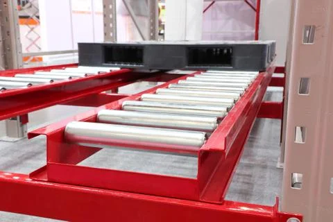 Conveyor Roller with pallet Stock Photos
