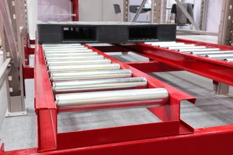 Conveyor Roller with pallet Stock Photos