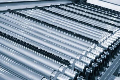Conveyor Roller, warehouse system, warehouse logistics concept 库存照片