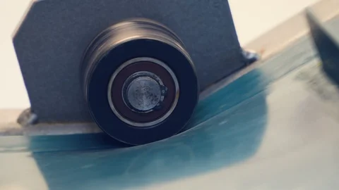 Conveyor system in factory, close up macro shot, 4K. Stock Footage 129875582