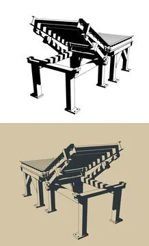 Conveyor system with tilt mechanism Stock Illustration