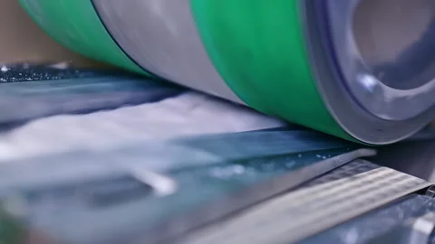 Conveyor technology big rolls proccesing. Automated rolling sheets of cellulose  Video stock 166022979