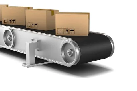 Conveyor on white background. Isolated 3D illustration Illustrazione stock
