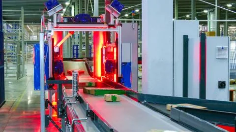 Conveyors with bar code scanner Stock Photos