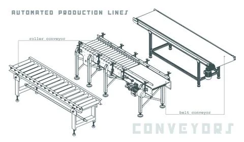 Conveyors Isometric View Stock Illustration