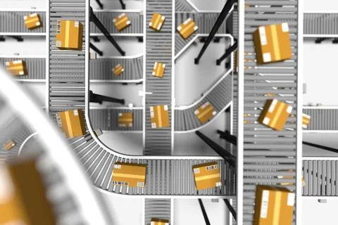 Conveyors With Parcels Stock Illustration