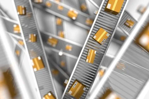 Conveyors With Parcels Stock Illustration