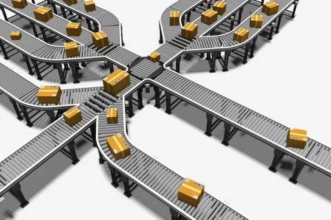 Conveyors With Parcels Stock Illustration