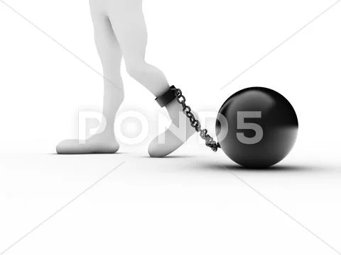 Convict with handcuffs on white Stock Illustration