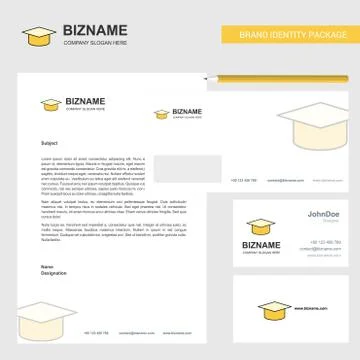 Convocation cap Business Letterhead, Envelope and visiting Card Design vector Illustrazione stock