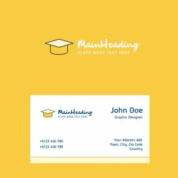 Convocation cap logo Design with business card template. Elegant corporate id Illustrazione stock
