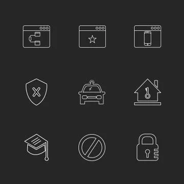 Convocation , car , lock , sheild , windows , ui , layout , web , user interf 스톡 일러스트