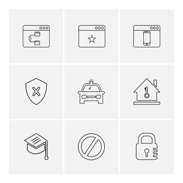 Convocation , car , lock , sheild , windows , ui , layout , web , user interf 스톡 일러스트