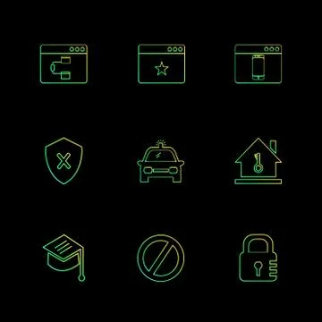 Convocation , car , lock , sheild , windows , ui , layout , web , user interf Stock Illustration