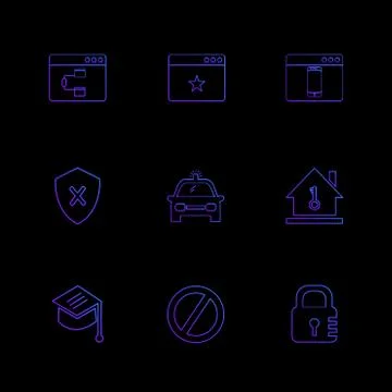 Convocation , car , lock , sheild , windows , ui , layout , web , user interf Stock Illustration