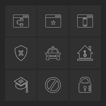 Convocation , car , lock , sheild , windows , ui , layout , web , user interf 스톡 일러스트