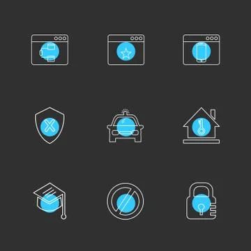 Convocation , car , lock , sheild , windows , ui , layout , web , user interf 스톡 일러스트