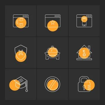 Convocation , car , lock , sheild , windows , ui , layout , web , user interf Stock Illustration