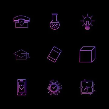 Convocation , cube , idea , bulb , beaker ,  Watch , time , clock , alaram ,  Stock Illustration