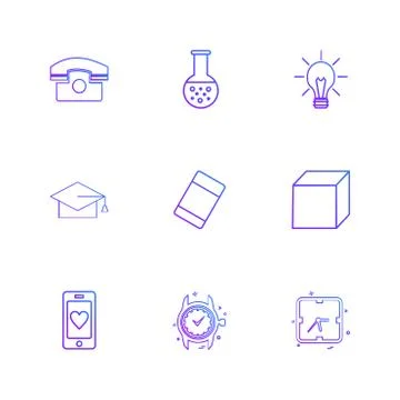 Convocation , cube , idea , bulb , beaker ,  Watch , time , clock , alaram ,  Stock Illustration
