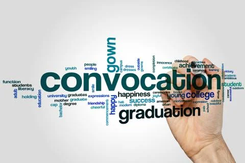 Convocation word cloud concept on grey background Stock Photos