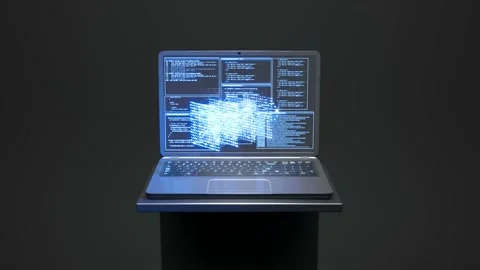 The convolutional neural network with a laptop in the background. Calculations Stock Footage 201170266