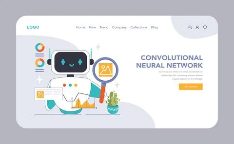 Convolutional Neural Network theme. Flat vector illustration. Illustrazione stock