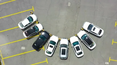 A convoy arranged in a fan-shaped pattern Stock Footage 243076197