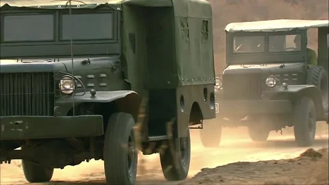 The convoy drove to the wilderness section Stock Footage 316814903