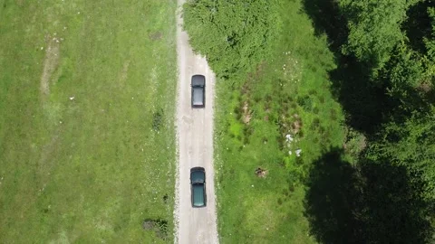 Convoy Of SUV In Forest 스톡 동영상 156568072