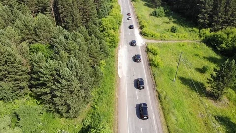 Convoy of vehicles the view from the top Stock Footage 122475554